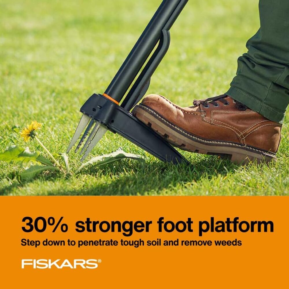 Fiskars 4-Claw Stand Up Weeder Gardening Hand Weeding Tool with 39" Long Easy - Picture 11 of 13